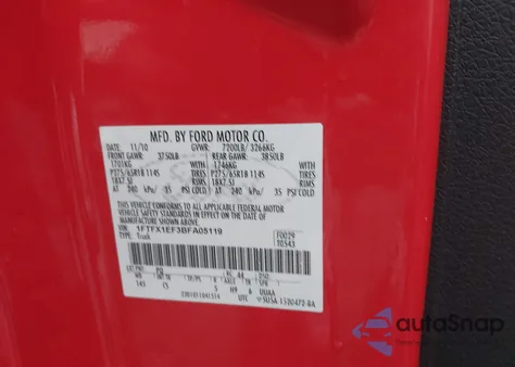 2011 Ford F-150 Stx z USA, uszkodzony, nr VIN 1FTFX1EF3BFA05119